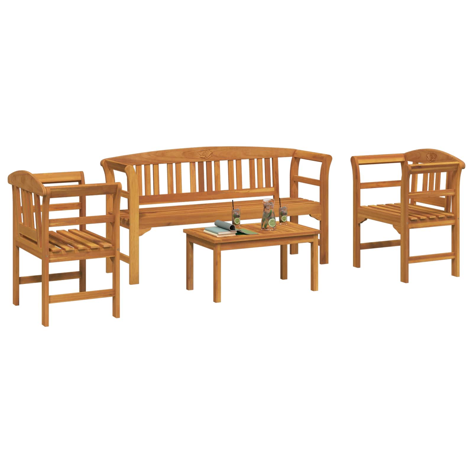 Tuinrozelounge set 4 pcs Massief Acaciahout is nu te koop bij PeponiXL, paradijselijk wonen!