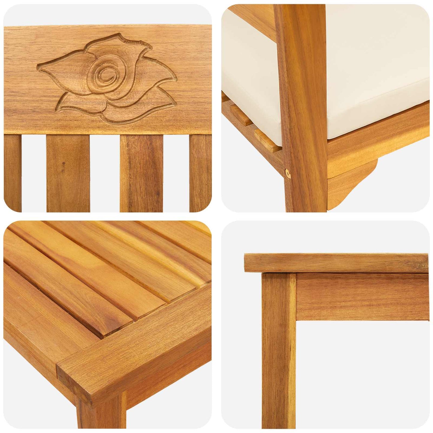 Tuinrozelounge set met kussen 4 pcs Massief Acaciahout is nu te koop bij PeponiXL, paradijselijk wonen!