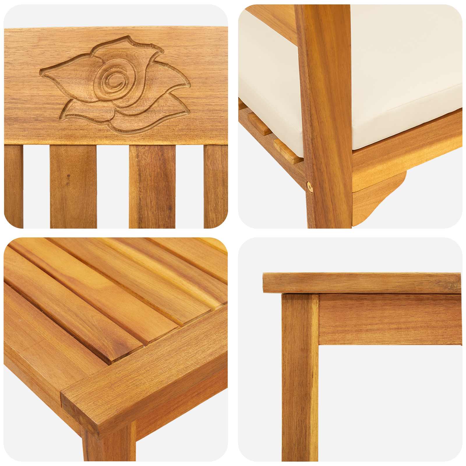 Tuinrozelounge set met kussen 4 pcs Massief Acaciahout is nu te koop bij PeponiXL, paradijselijk wonen!