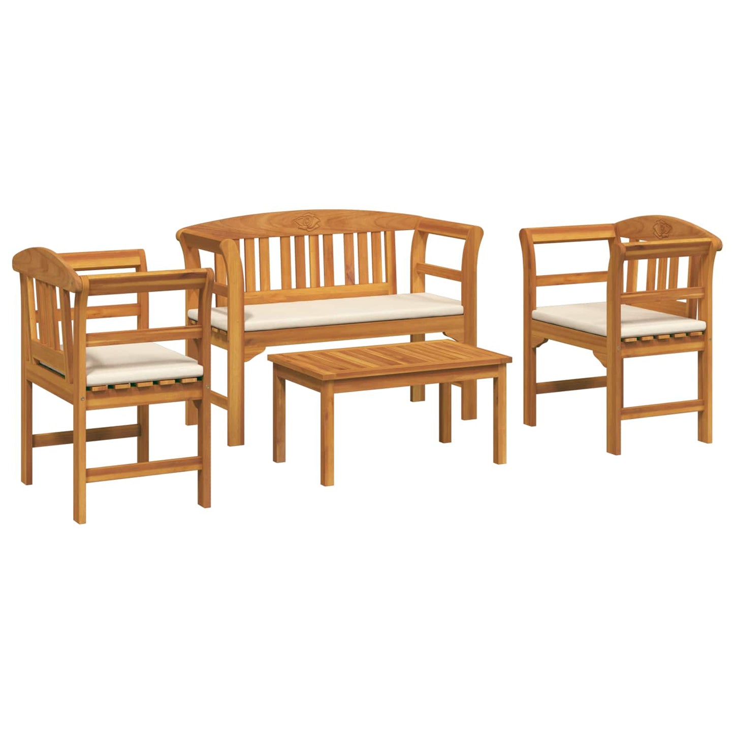 Tuinrozelounge set met kussen 4 pcs Massief Acaciahout is nu te koop bij PeponiXL, paradijselijk wonen!