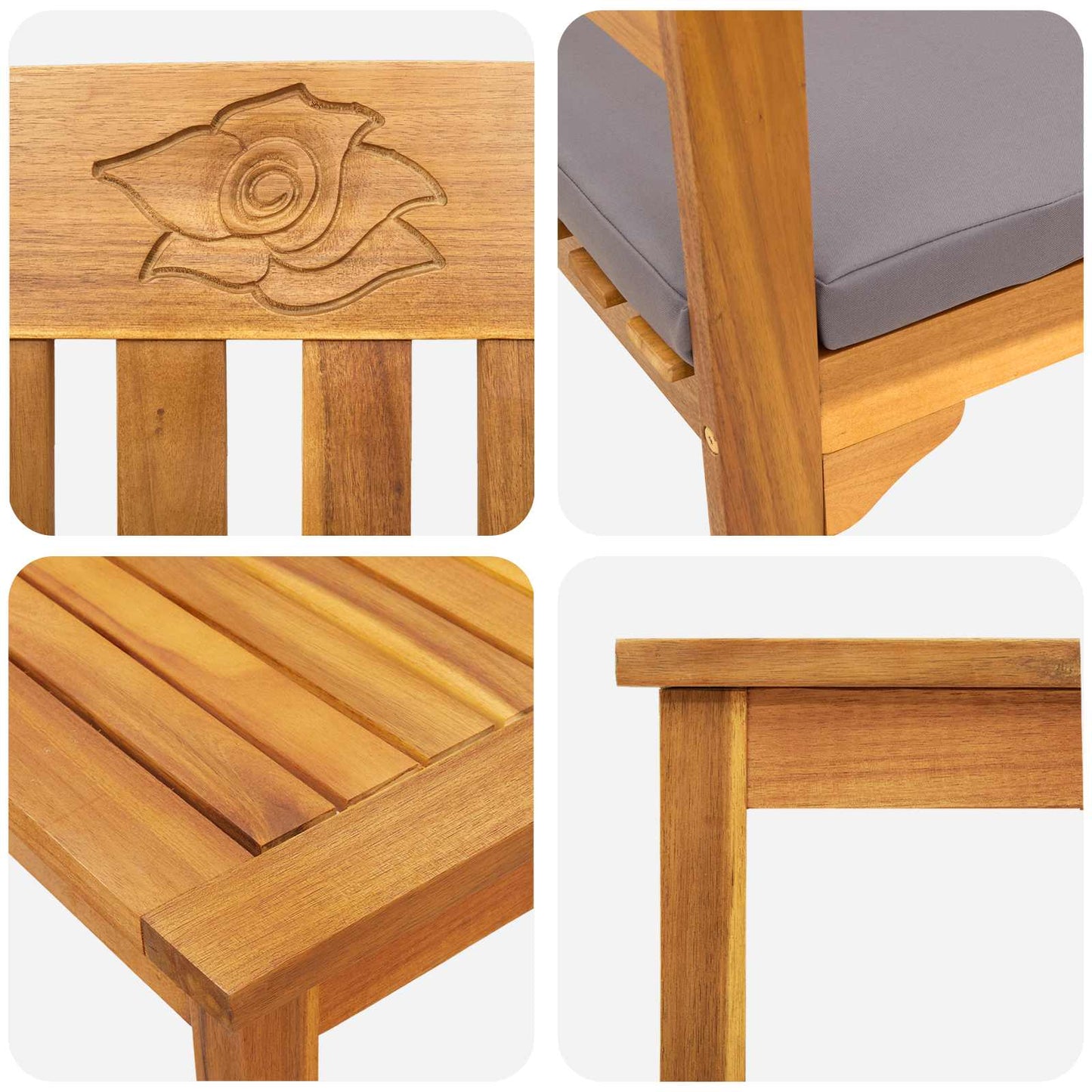 Tuinrozelounge set met kussen 4 pcs Massief Acaciahout is nu te koop bij PeponiXL, paradijselijk wonen!