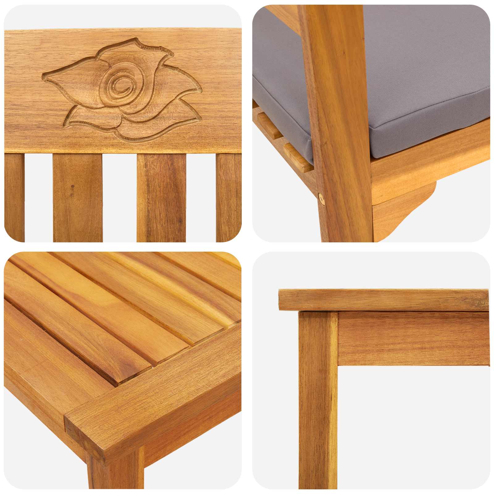 Tuinrozelounge set met kussen 4 pcs Massief Acaciahout is nu te koop bij PeponiXL, paradijselijk wonen!
