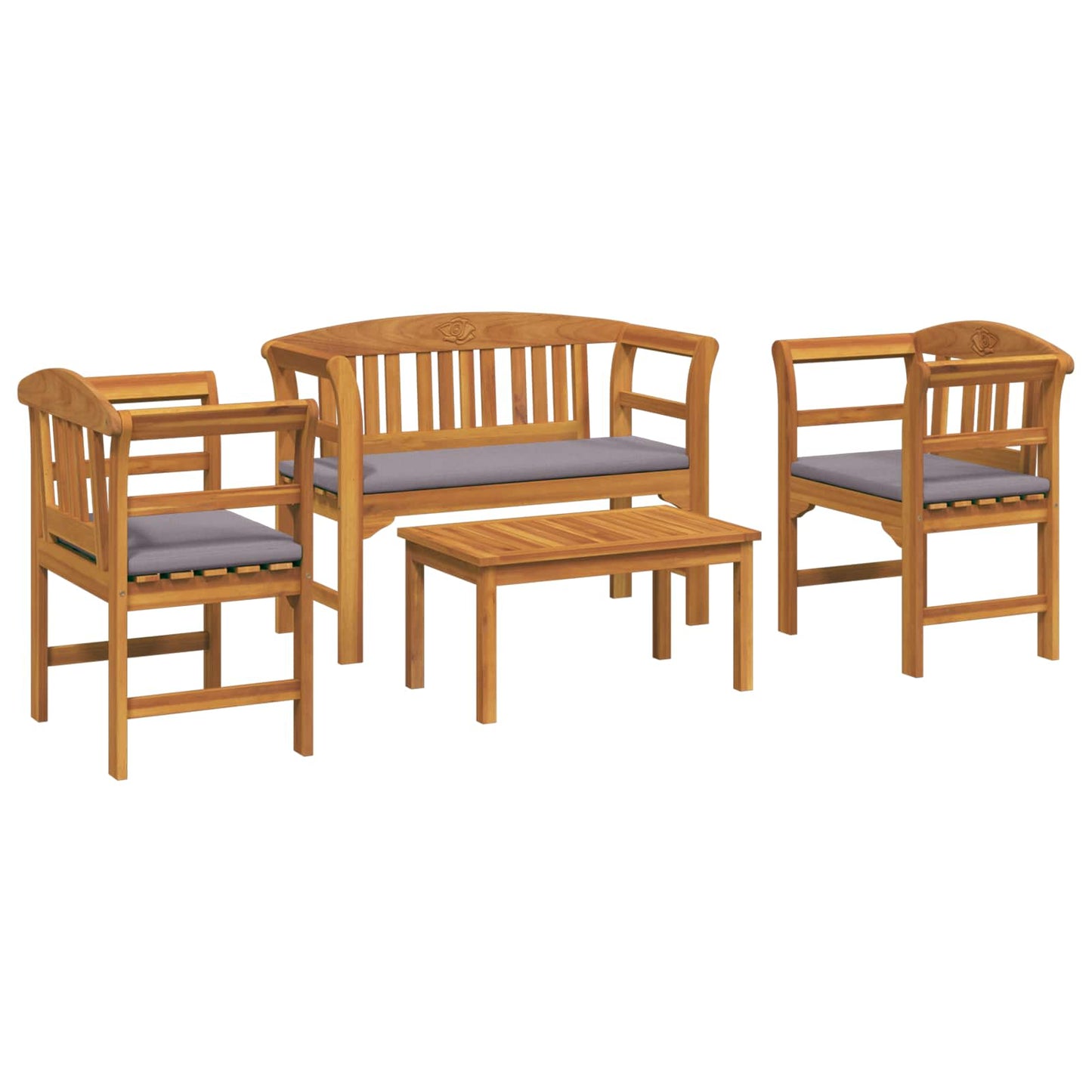 Tuinrozelounge set met kussen 4 pcs Massief Acaciahout is nu te koop bij PeponiXL, paradijselijk wonen!