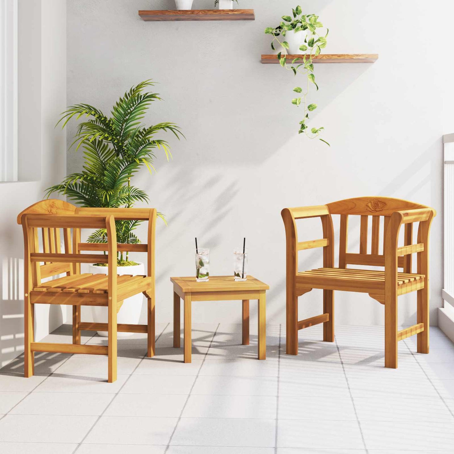 Tuinrozelounge set 3 pcs Massief Acaciahout is nu te koop bij PeponiXL, paradijselijk wonen!