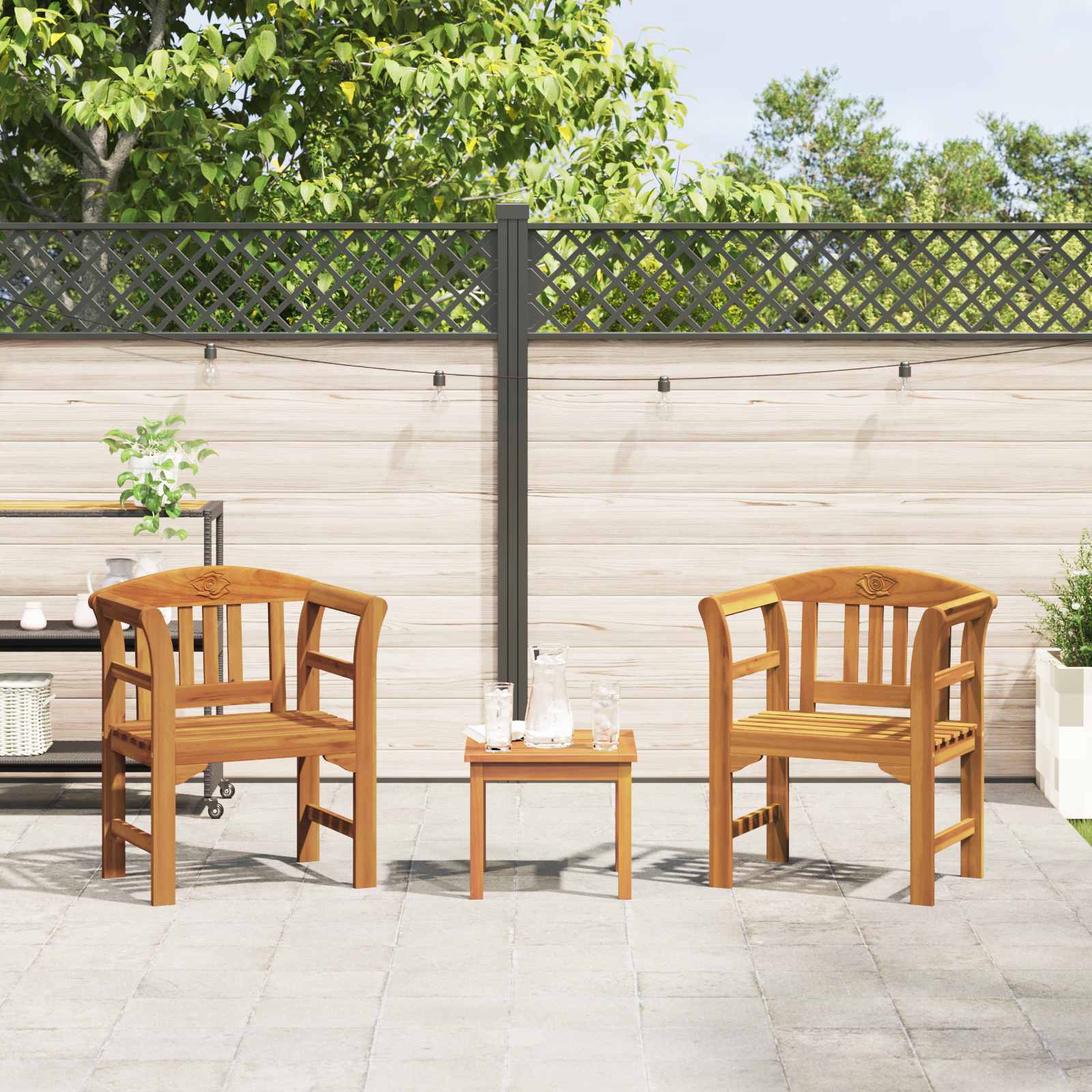 Tuinrozelounge set 3 pcs Massief Acaciahout is nu te koop bij PeponiXL, paradijselijk wonen!
