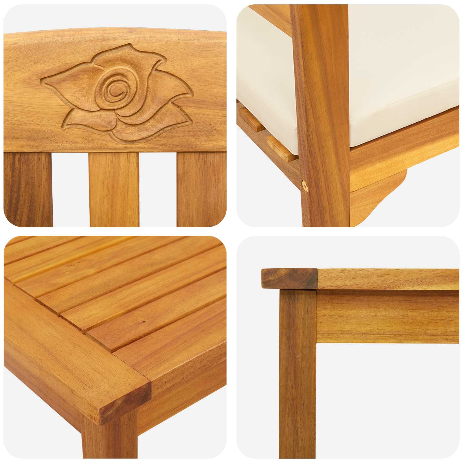 Tuinrozelounge set met kussen 3 pcs Massief Acaciahout is nu te koop bij PeponiXL, paradijselijk wonen!