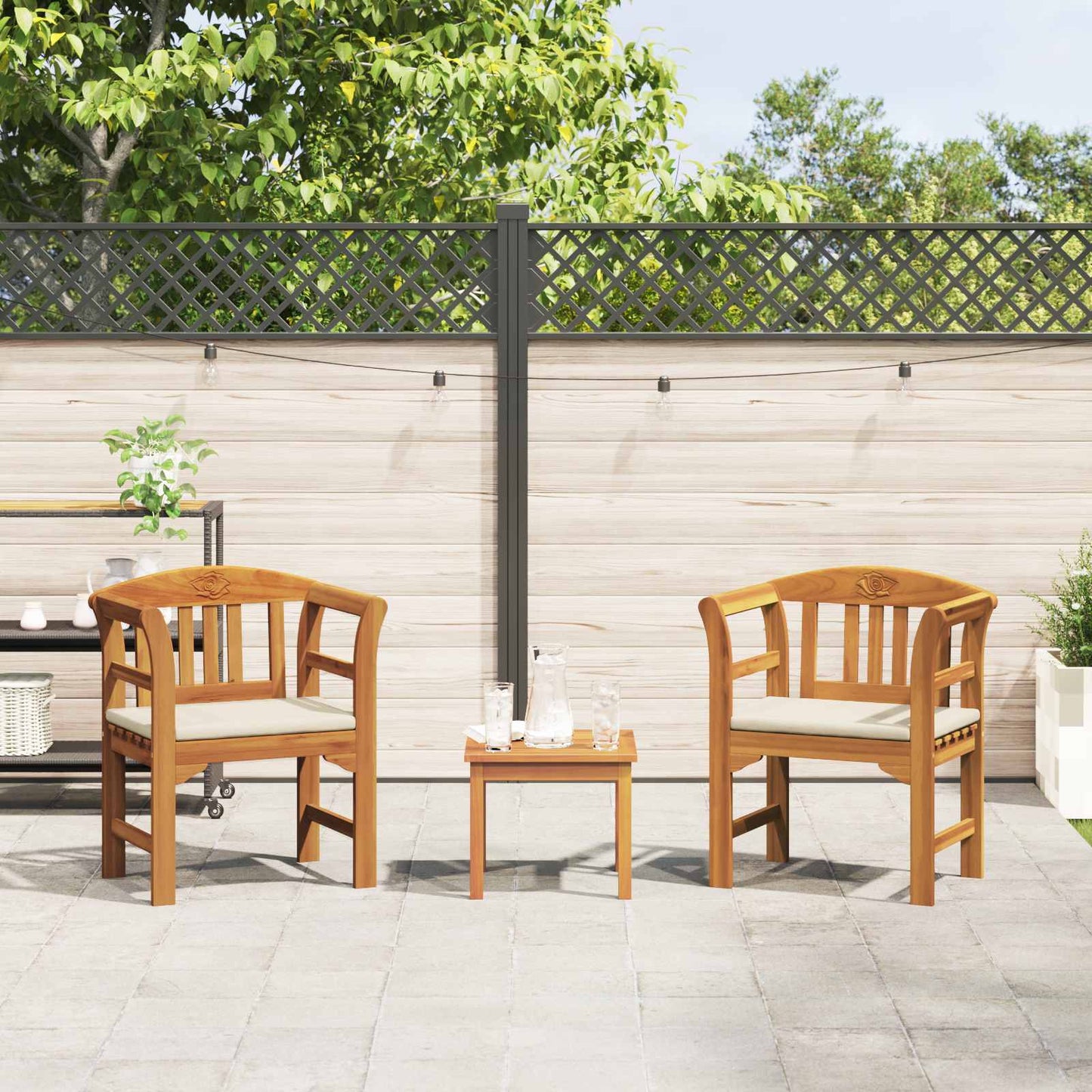 Tuinrozelounge set met kussen 3 pcs Massief Acaciahout is nu te koop bij PeponiXL, paradijselijk wonen!
