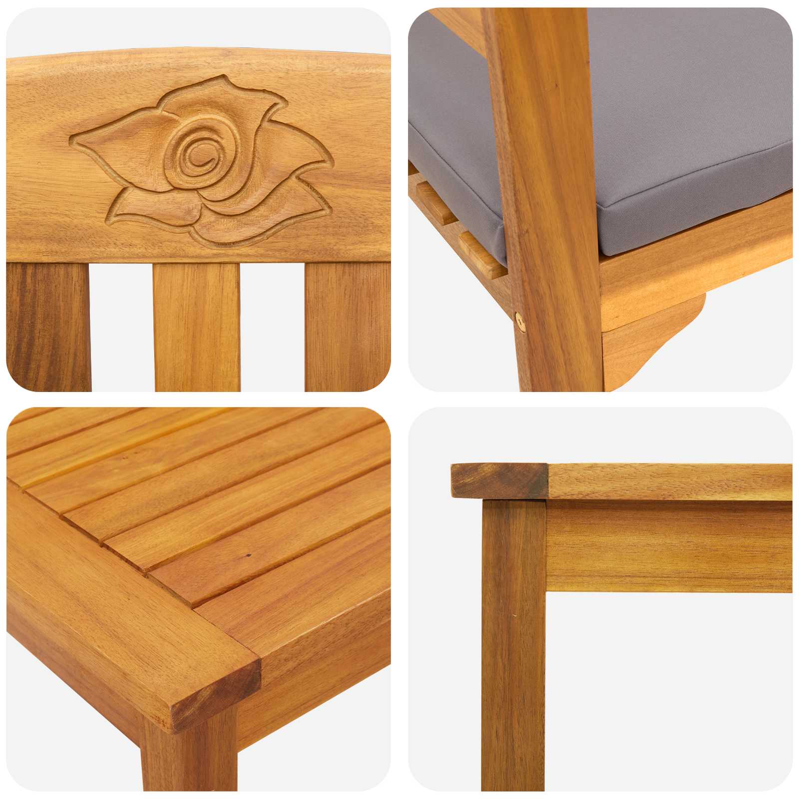 Tuinrozelounge set met kussen 3 pcs Massief Acaciahout is nu te koop bij PeponiXL, paradijselijk wonen!