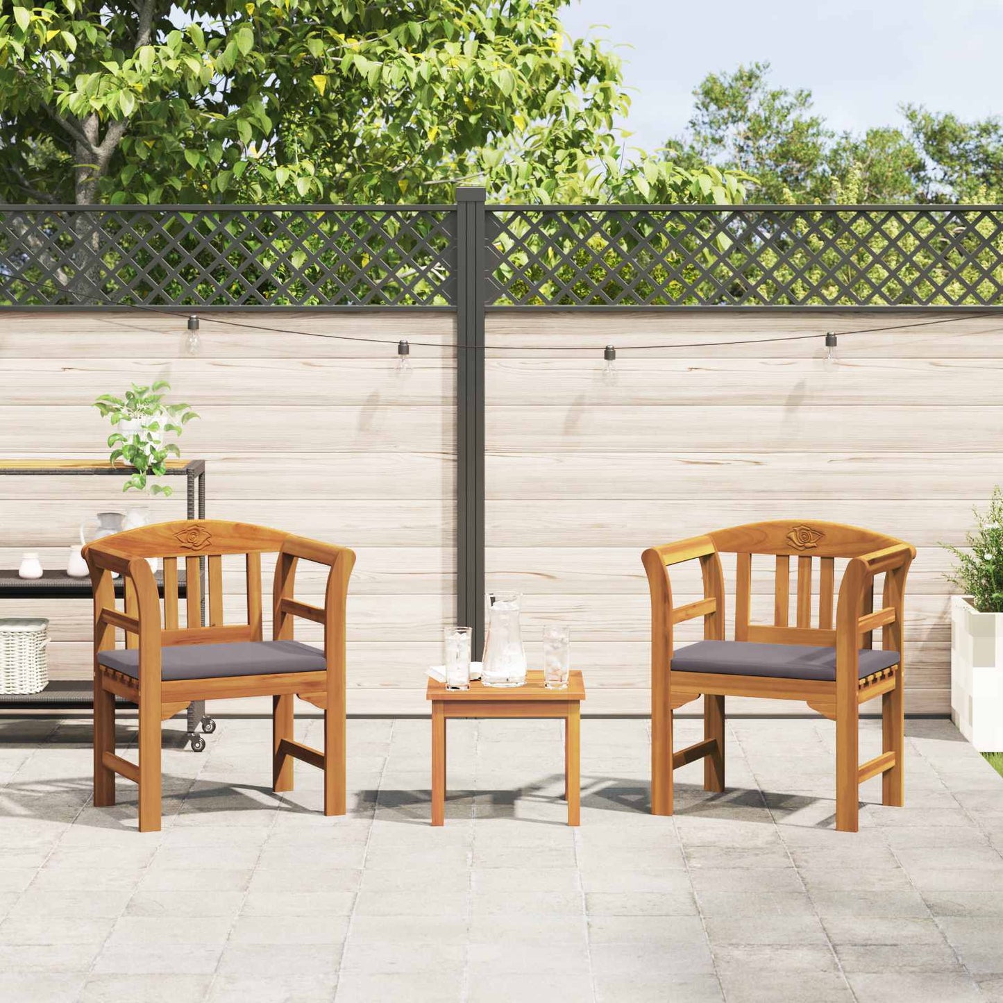 Tuinrozelounge set met kussen 3 pcs Massief Acaciahout is nu te koop bij PeponiXL, paradijselijk wonen!
