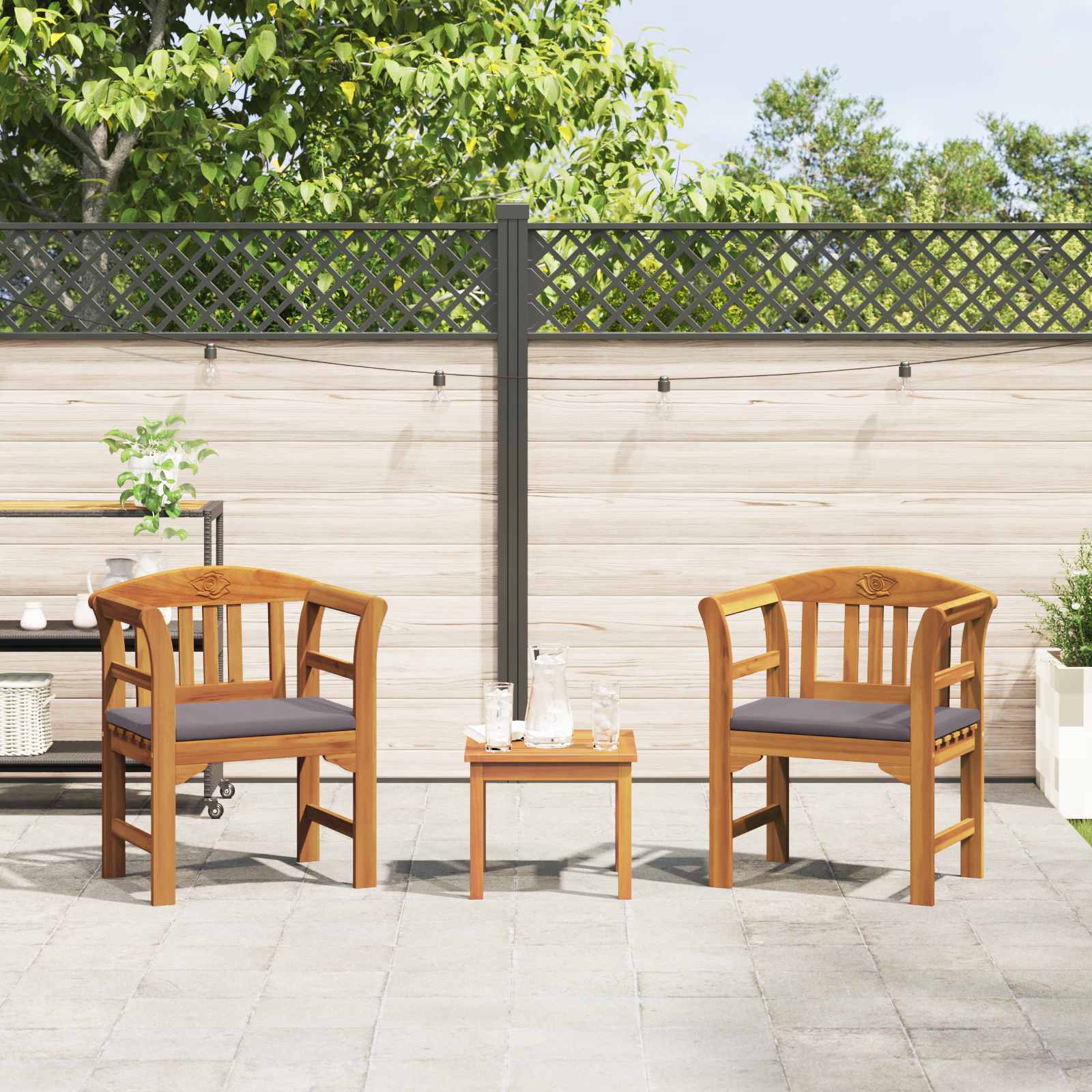 Tuinrozelounge set met kussen 3 pcs Massief Acaciahout is nu te koop bij PeponiXL, paradijselijk wonen!