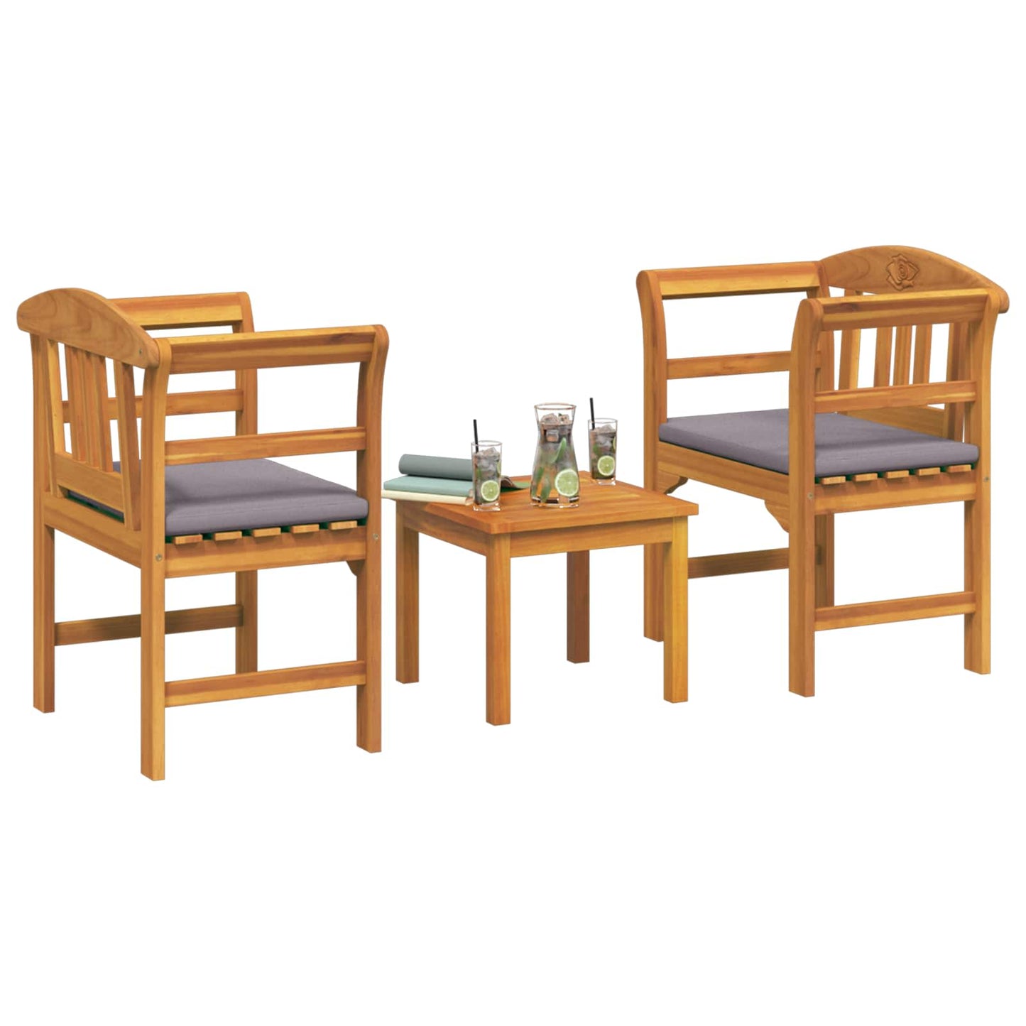 Tuinrozelounge set met kussen 3 pcs Massief Acaciahout is nu te koop bij PeponiXL, paradijselijk wonen!