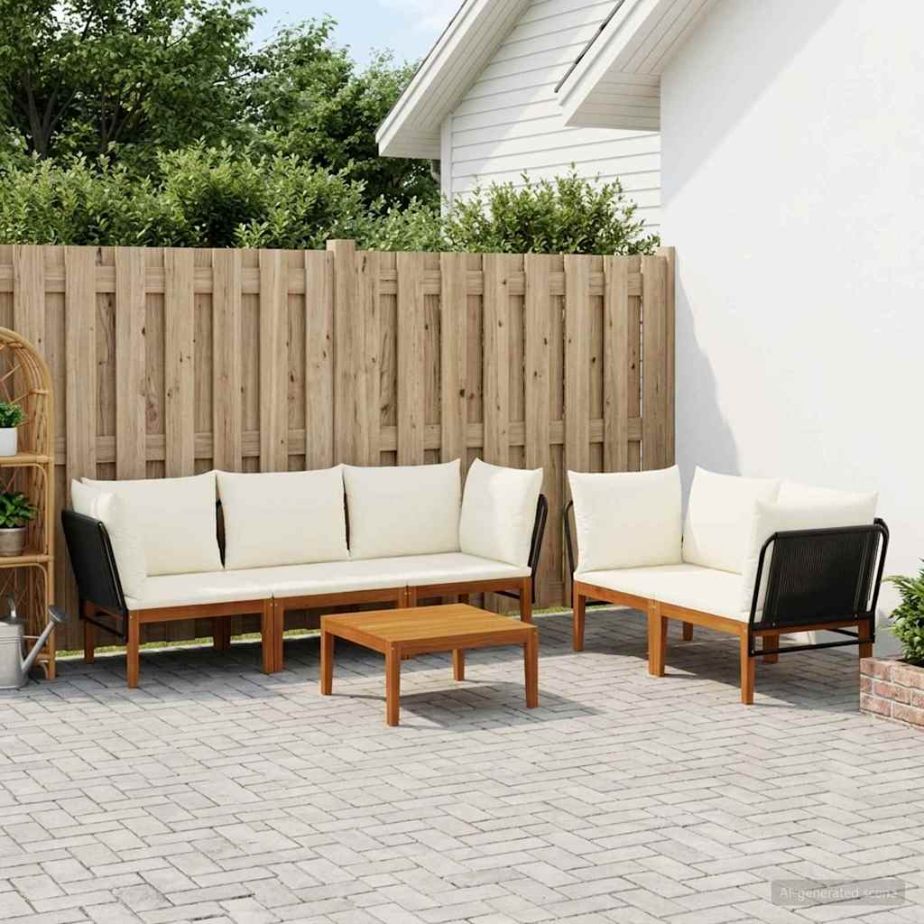 6 pcs Tuin loungeset Massief acaciahout & touw Naturel