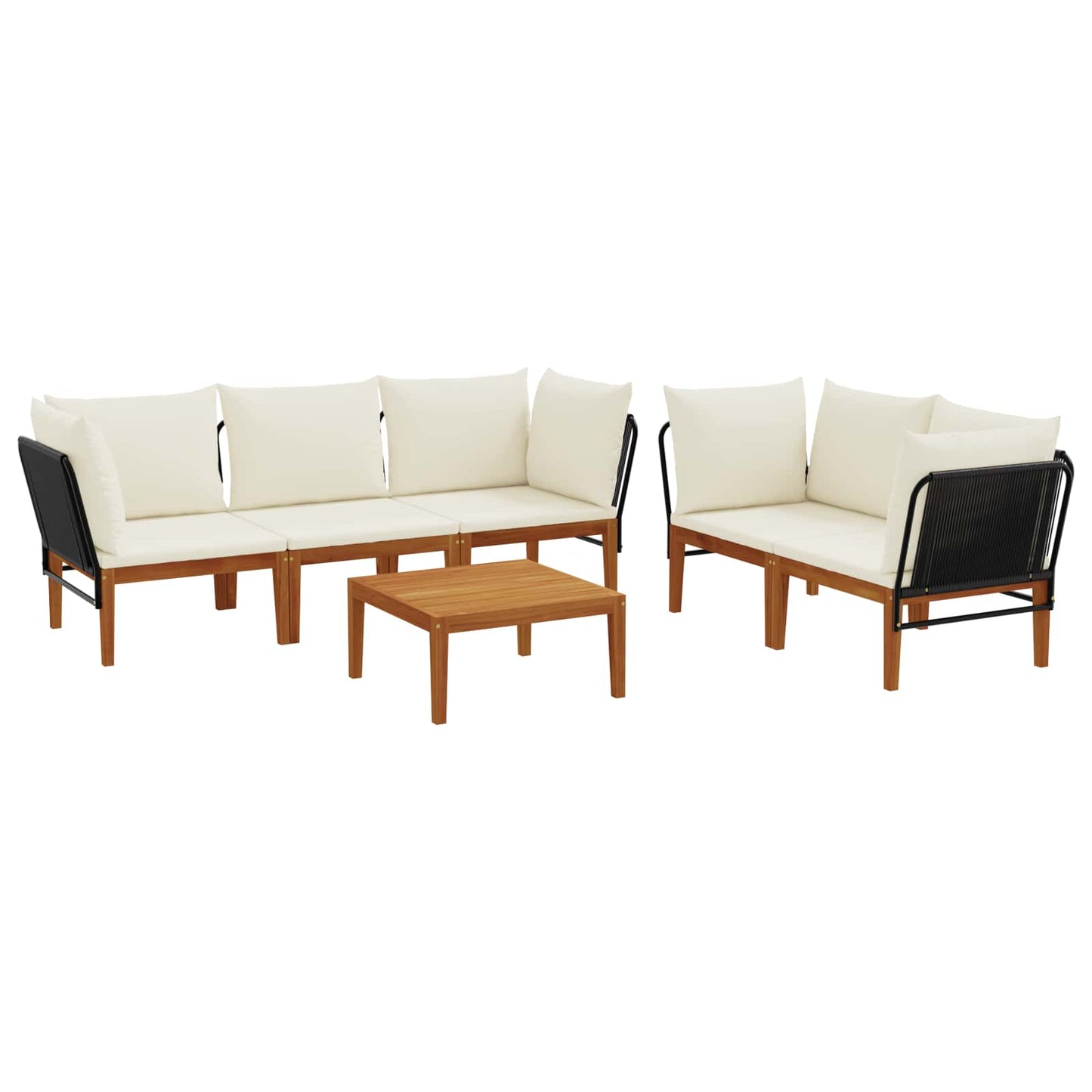 6 pcs Tuin loungeset Massief acaciahout & touw Naturel