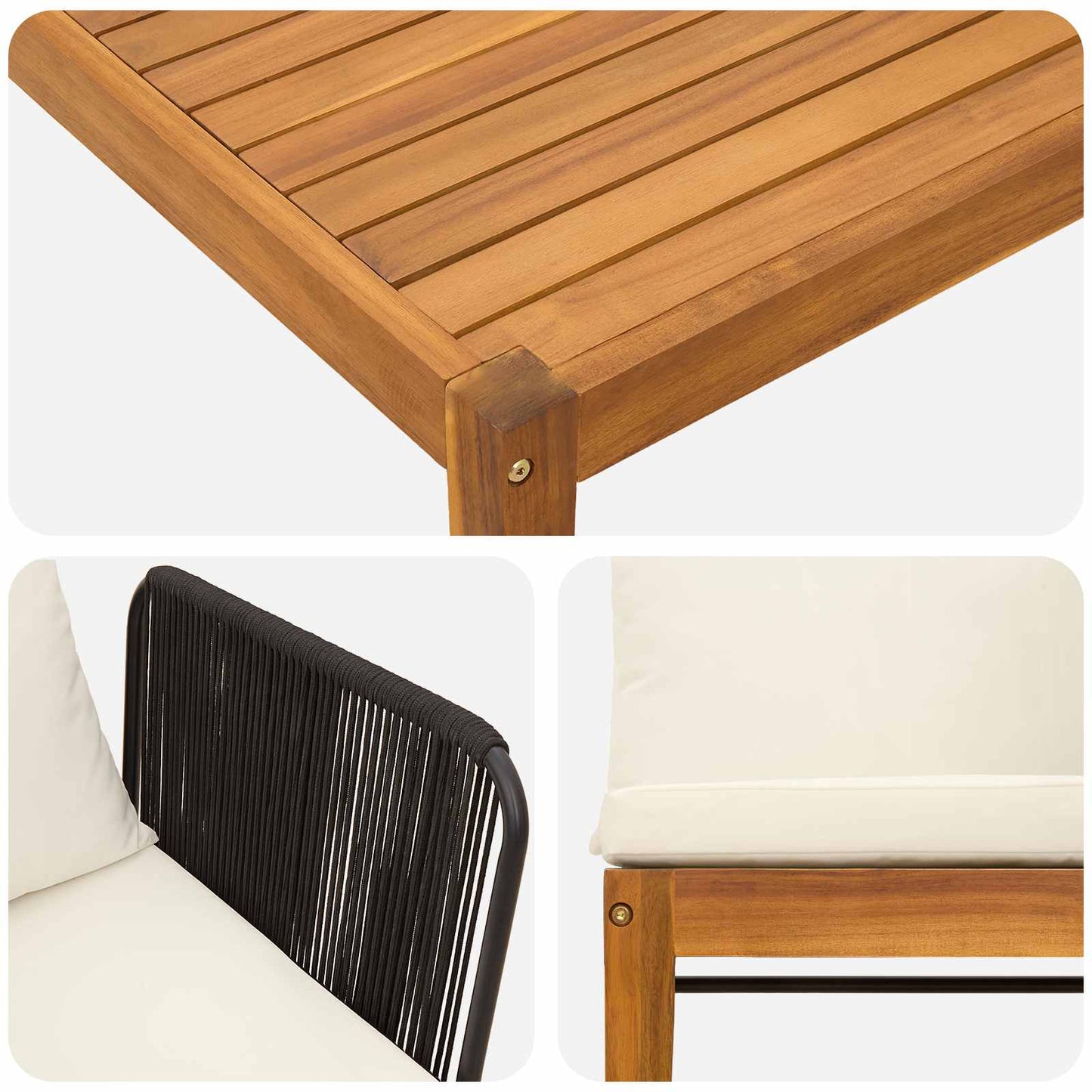 9 pcs Tuin loungeset Massief acaciahout & touw Naturel