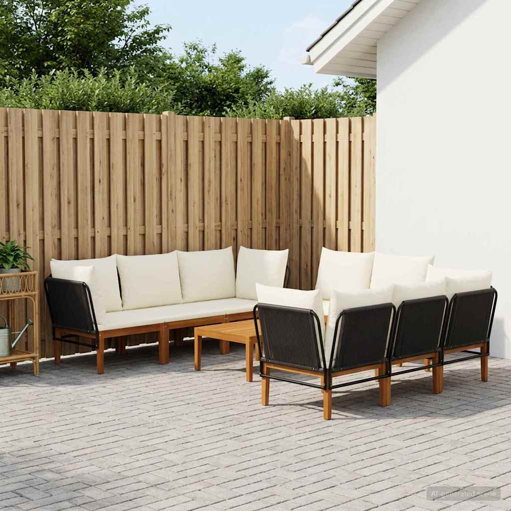 9 pcs Tuin loungeset Massief acaciahout & touw Naturel