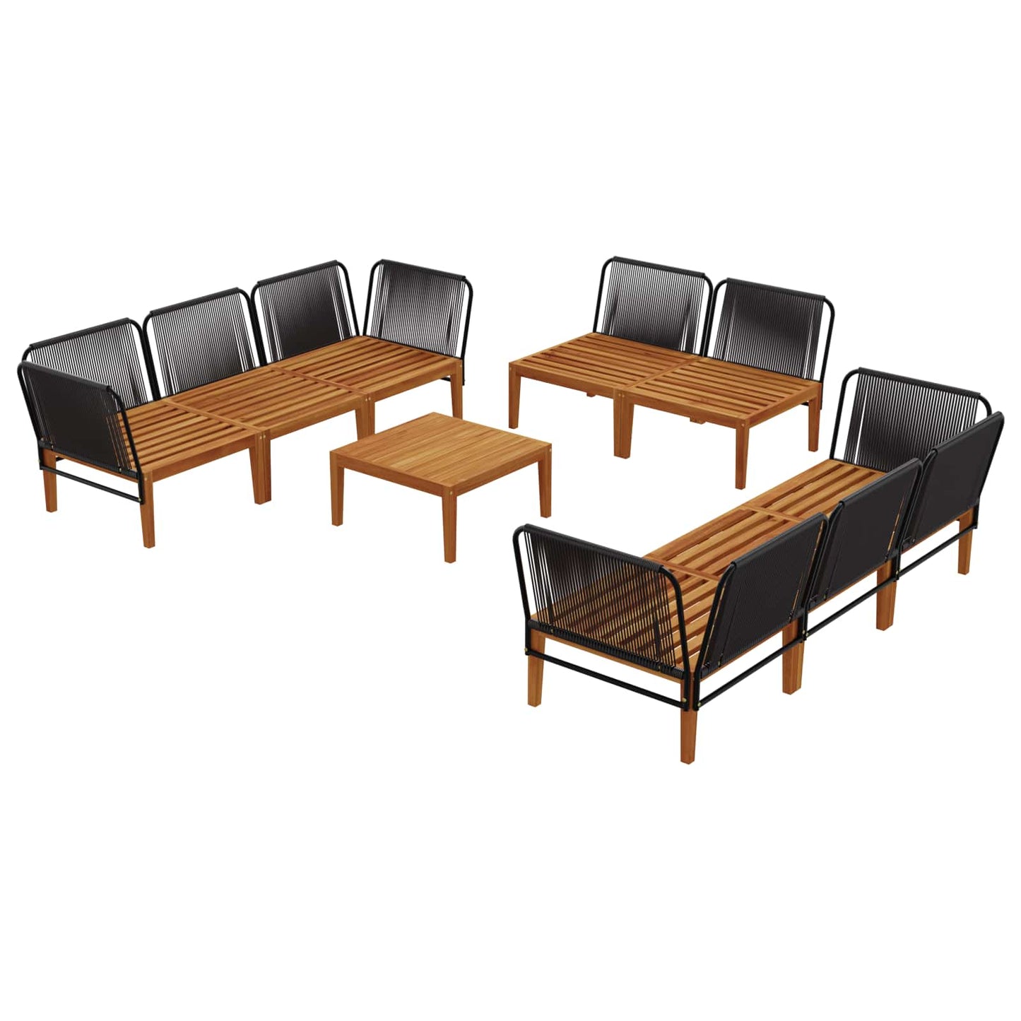 9 pcs Tuin loungeset Massief acaciahout & touw Naturel