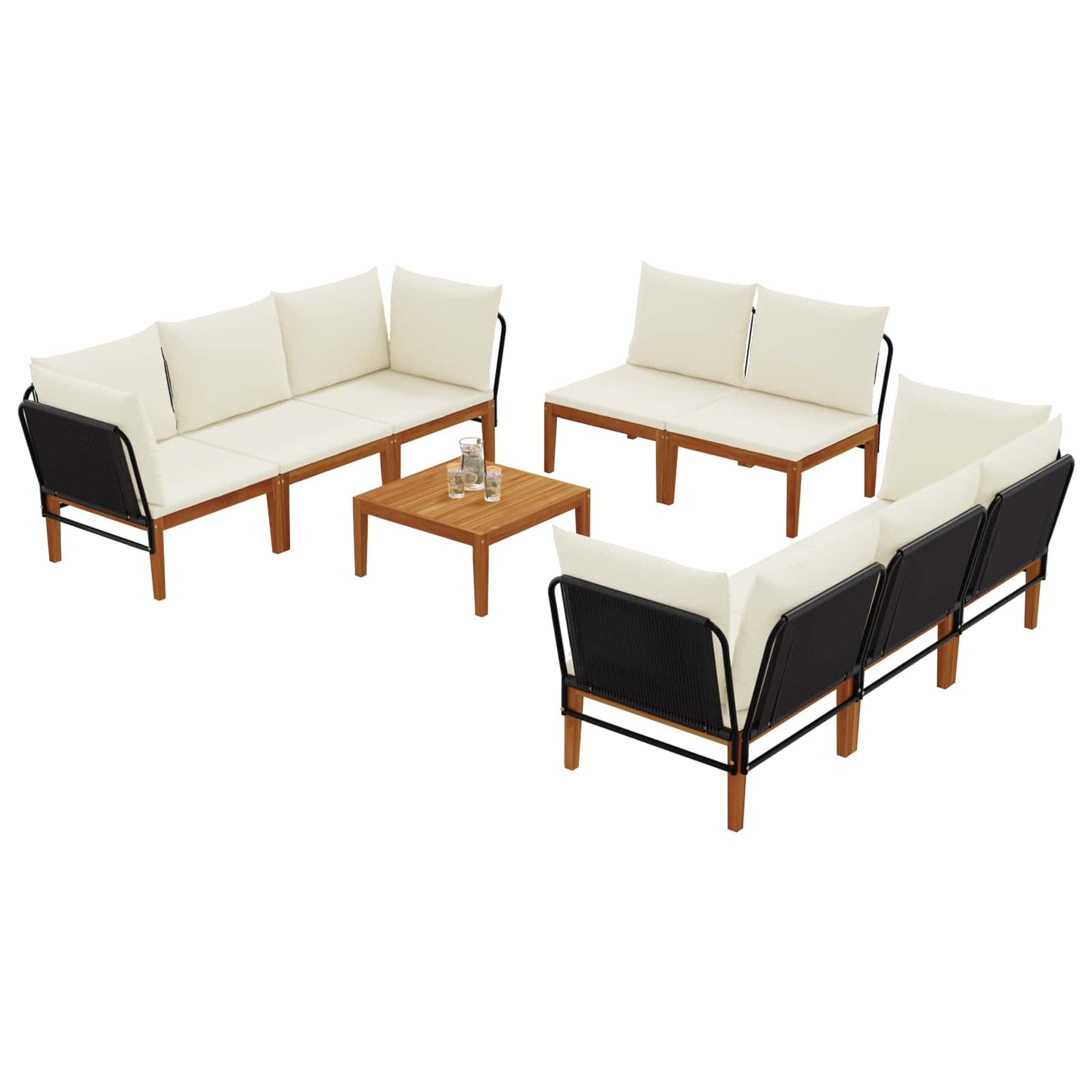 9 pcs Tuin loungeset Massief acaciahout & touw Naturel