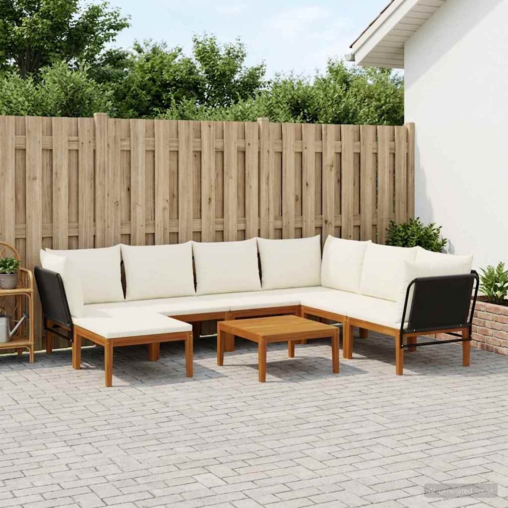8 pcs Tuin loungeset Massief acaciahout & touw Naturel