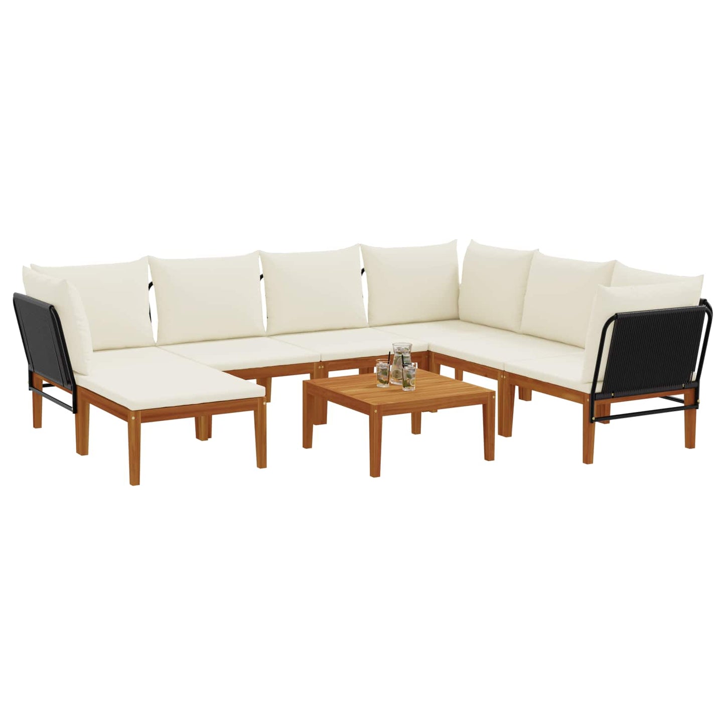 8 pcs Tuin loungeset Massief acaciahout & touw Naturel