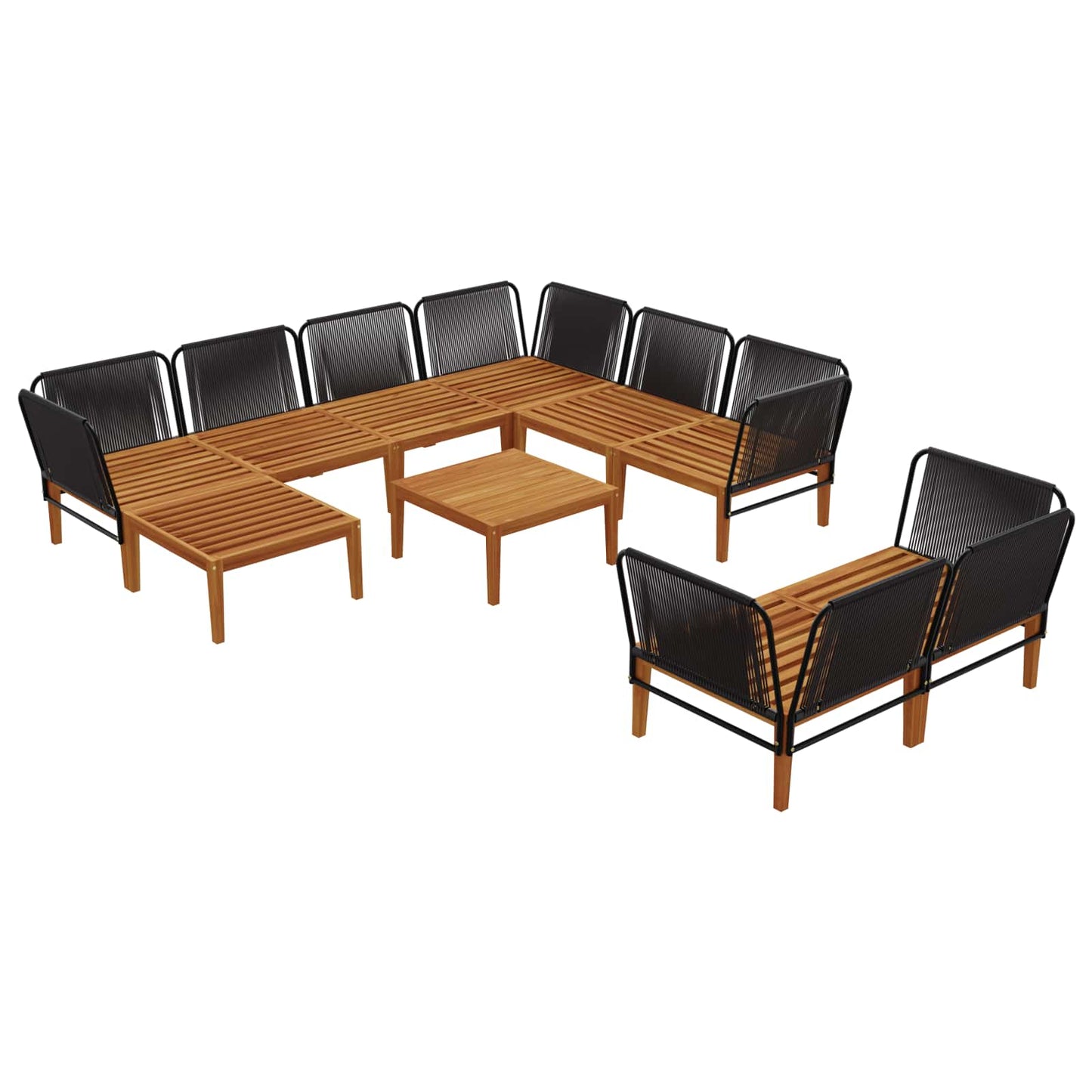 10 pcs Tuin loungeset Massief acaciahout & touw Naturel