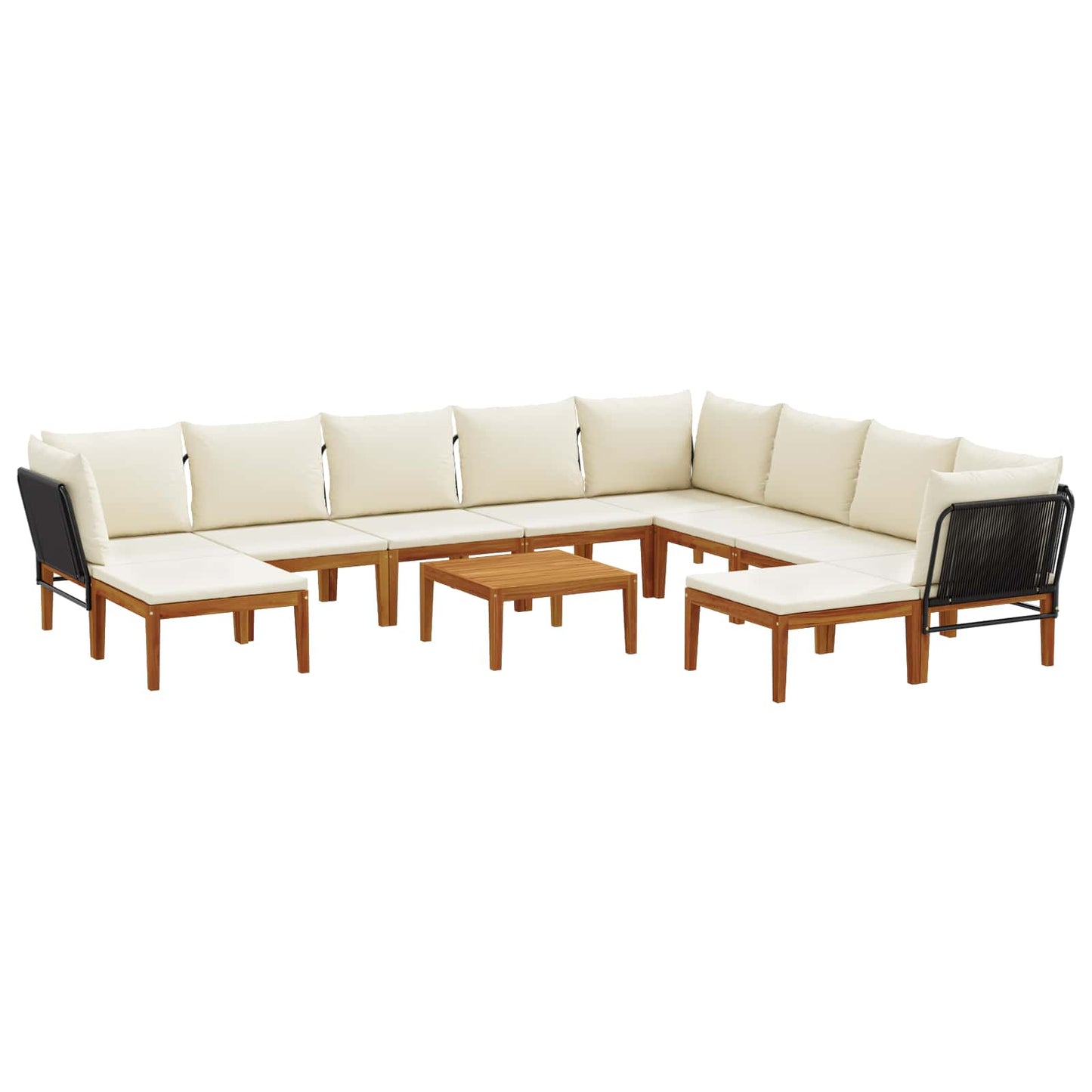 11 pcs Tuin loungeset Massief acaciahout & touw Naturel