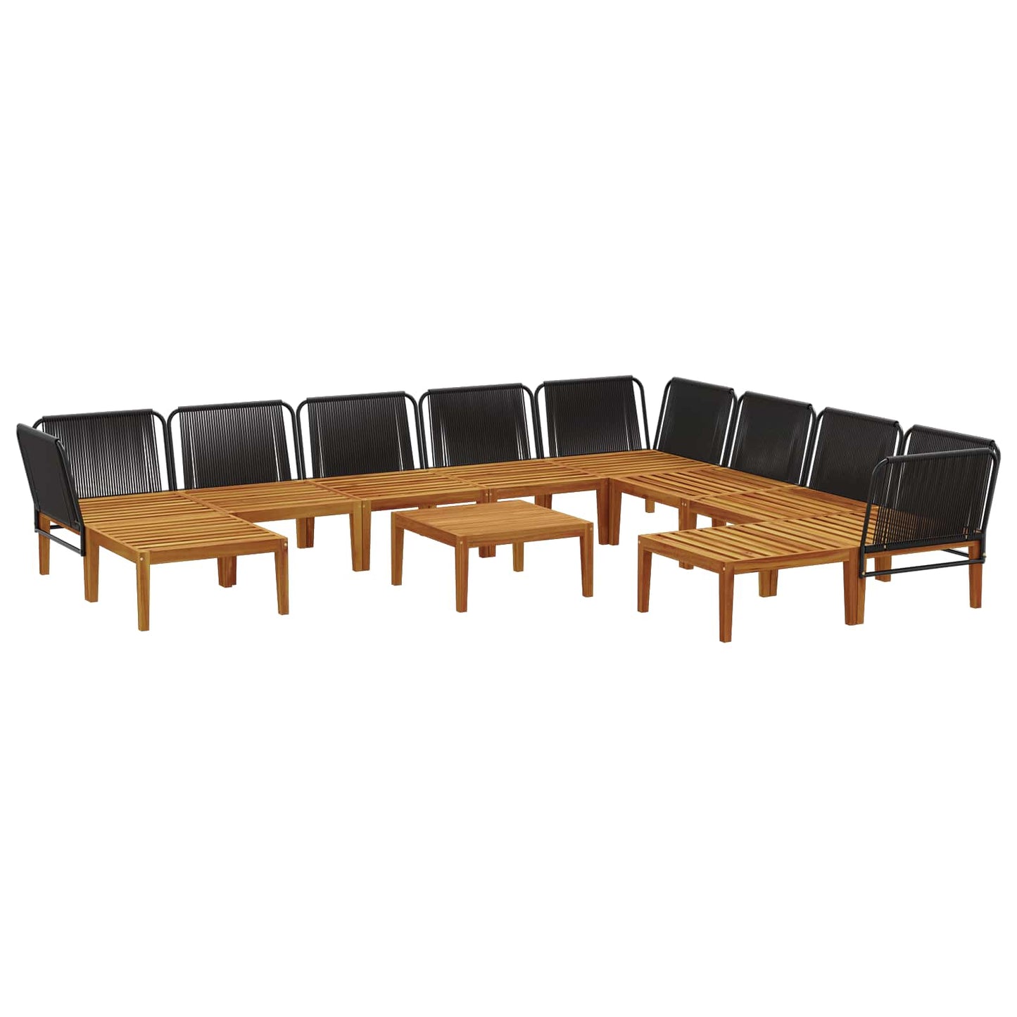 11 pcs Tuin loungeset Massief acaciahout & touw Naturel