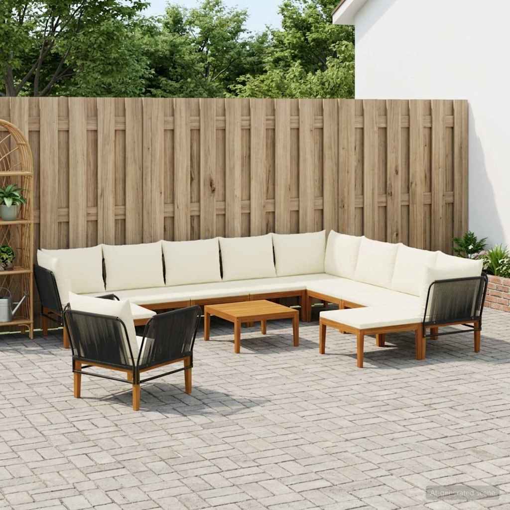 12 pcs Tuin loungeset Massief acaciahout & touw Naturel