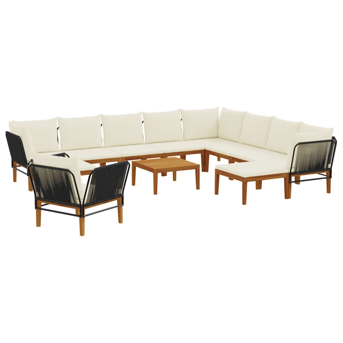 12 pcs Tuin loungeset Massief acaciahout & touw Naturel