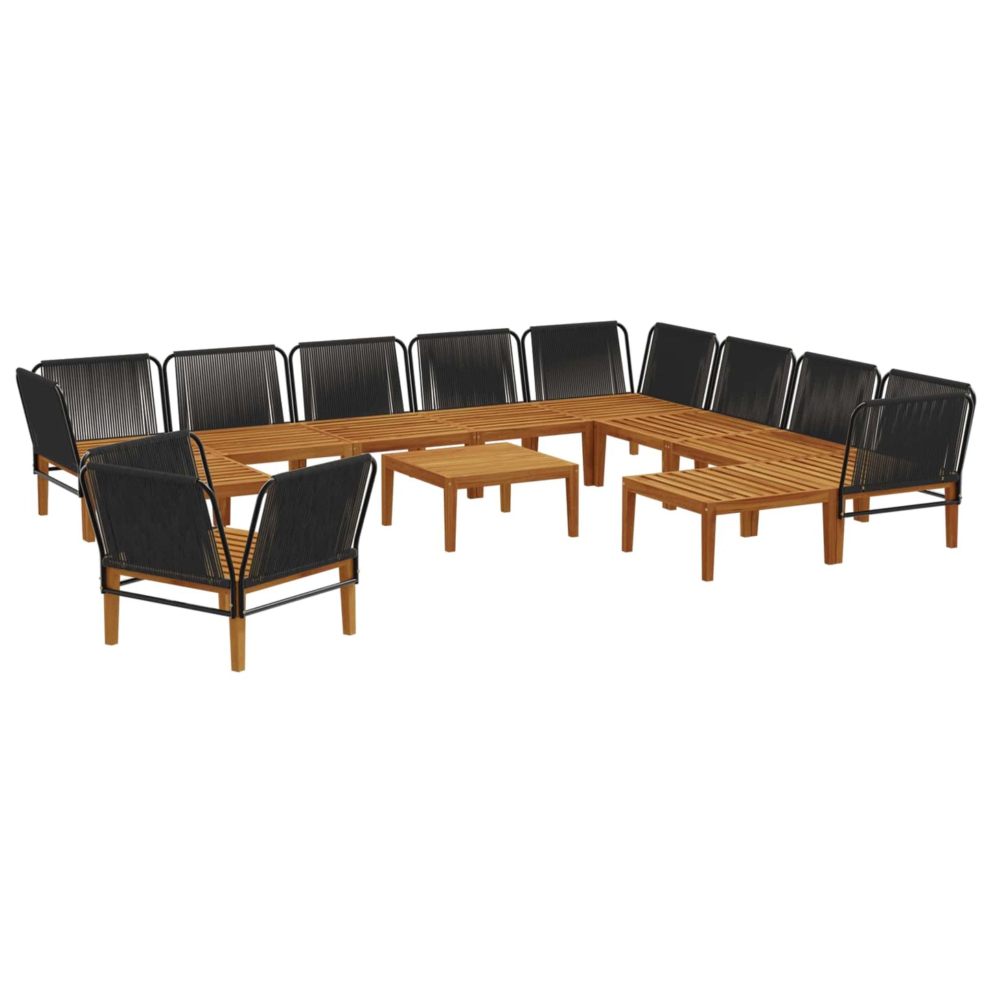 12 pcs Tuin loungeset Massief acaciahout & touw Naturel