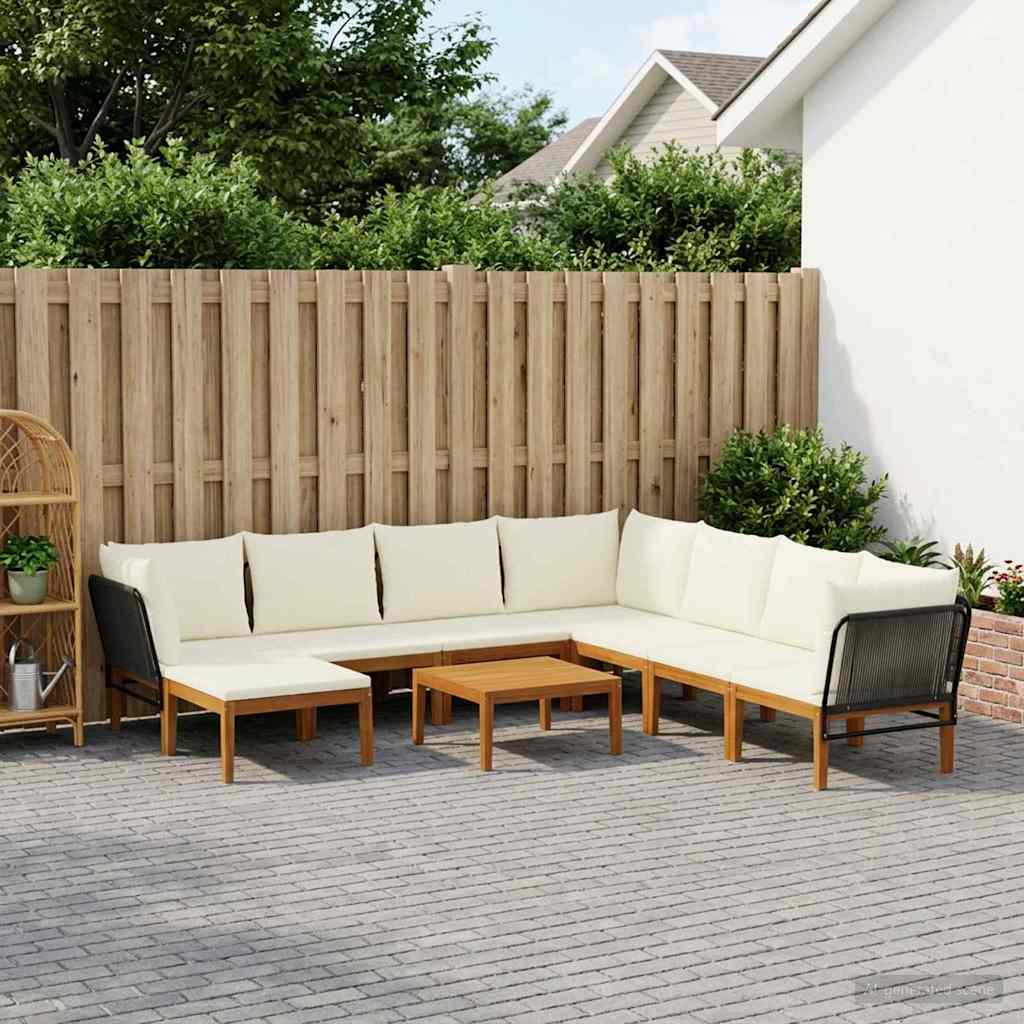 9 pcs Tuin loungeset Massief acaciahout & touw Naturel