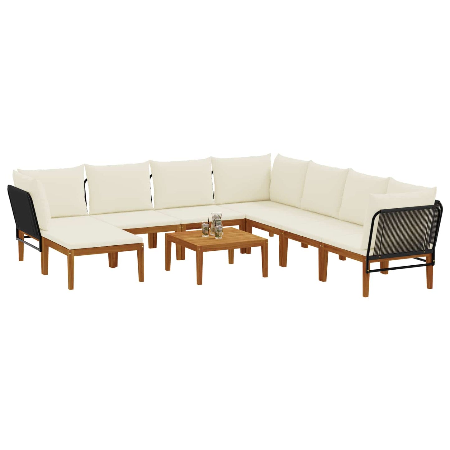 9 pcs Tuin loungeset Massief acaciahout & touw Naturel