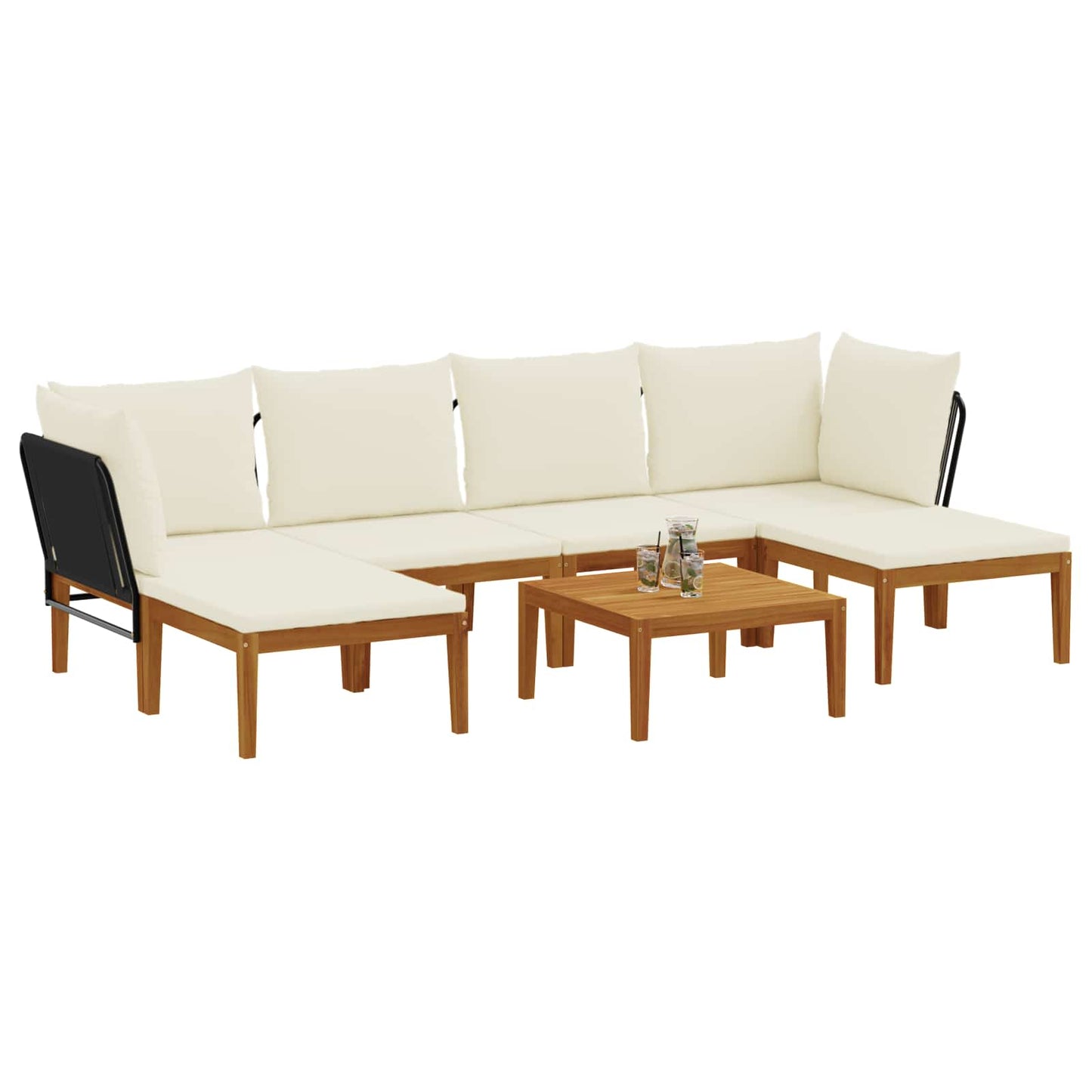 7 pcs Tuin loungeset Massief acaciahout & touw Naturel