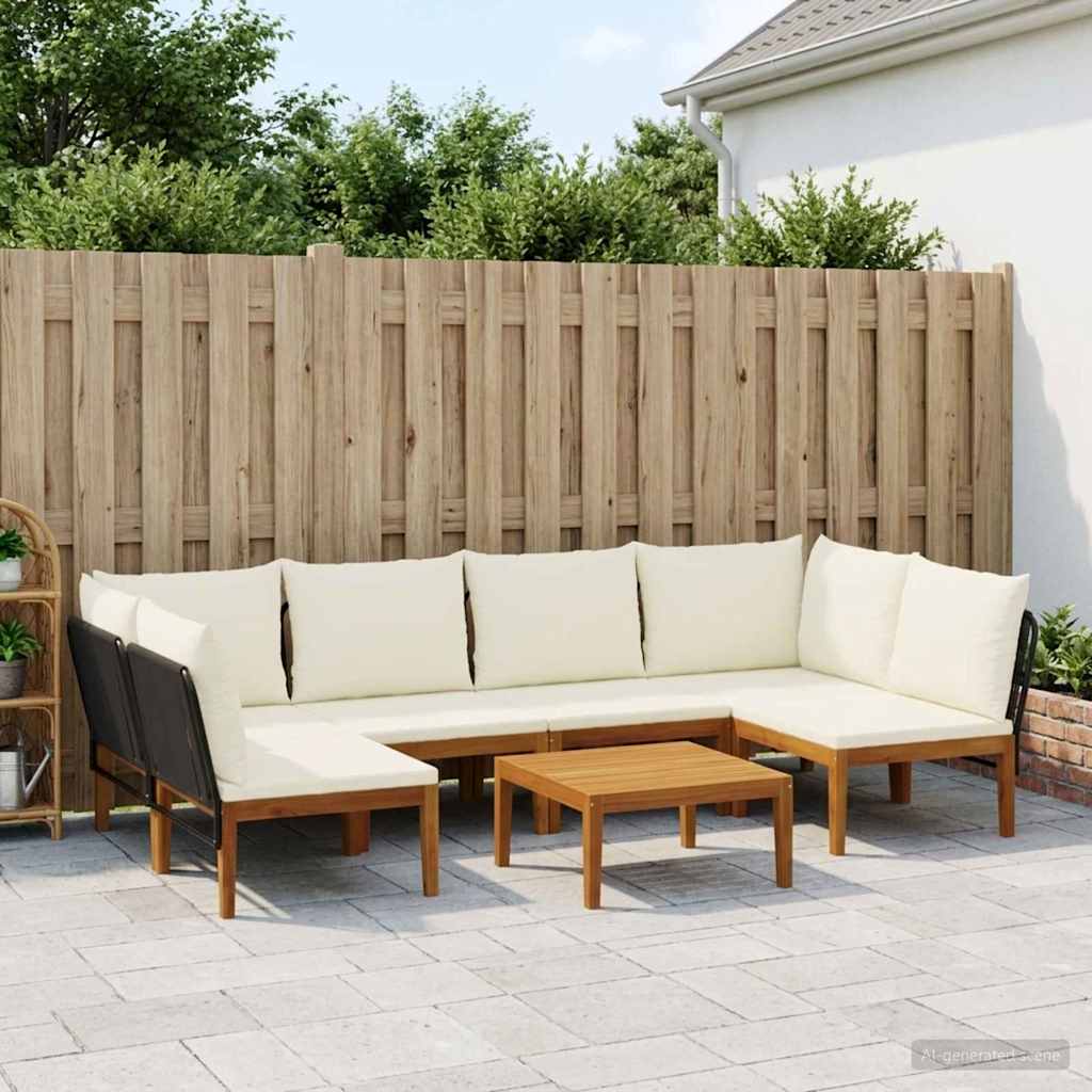7 pcs Tuin loungeset Massief acaciahout & touw Naturel