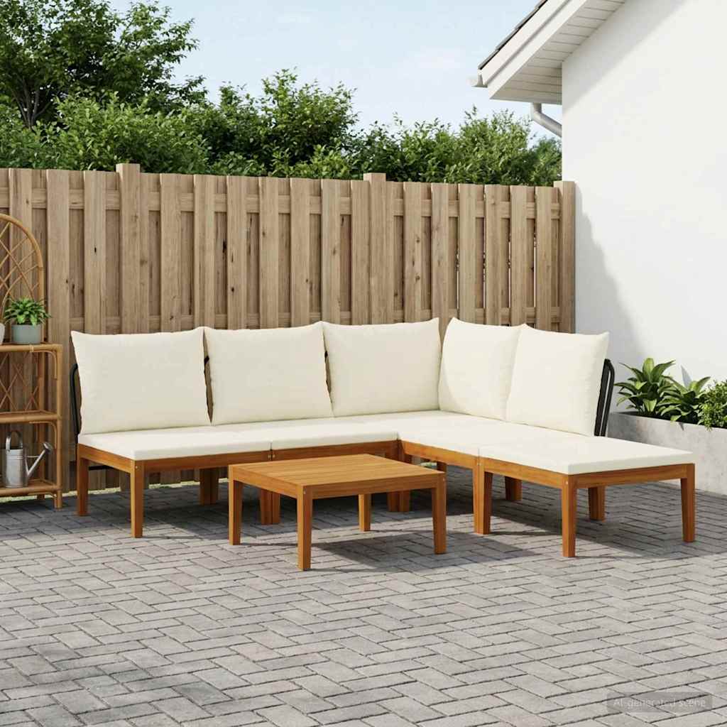 6 pcs Tuin loungeset Massief acaciahout & touw Naturel