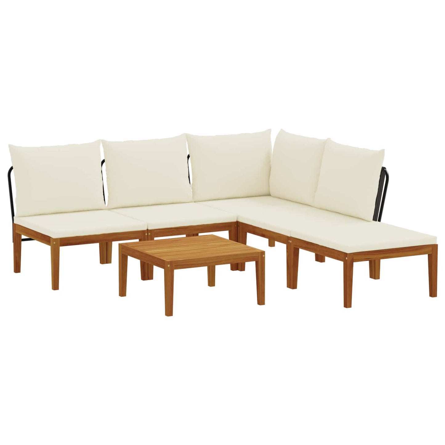 6 pcs Tuin loungeset Massief acaciahout & touw Naturel