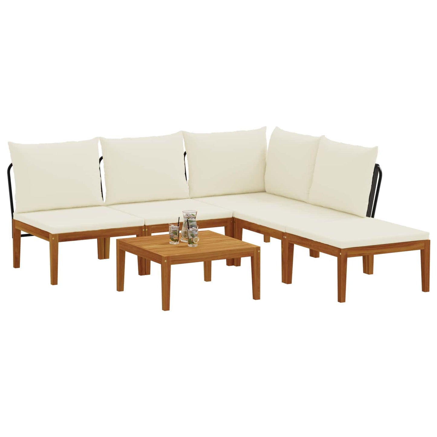 6 pcs Tuin loungeset Massief acaciahout & touw Naturel