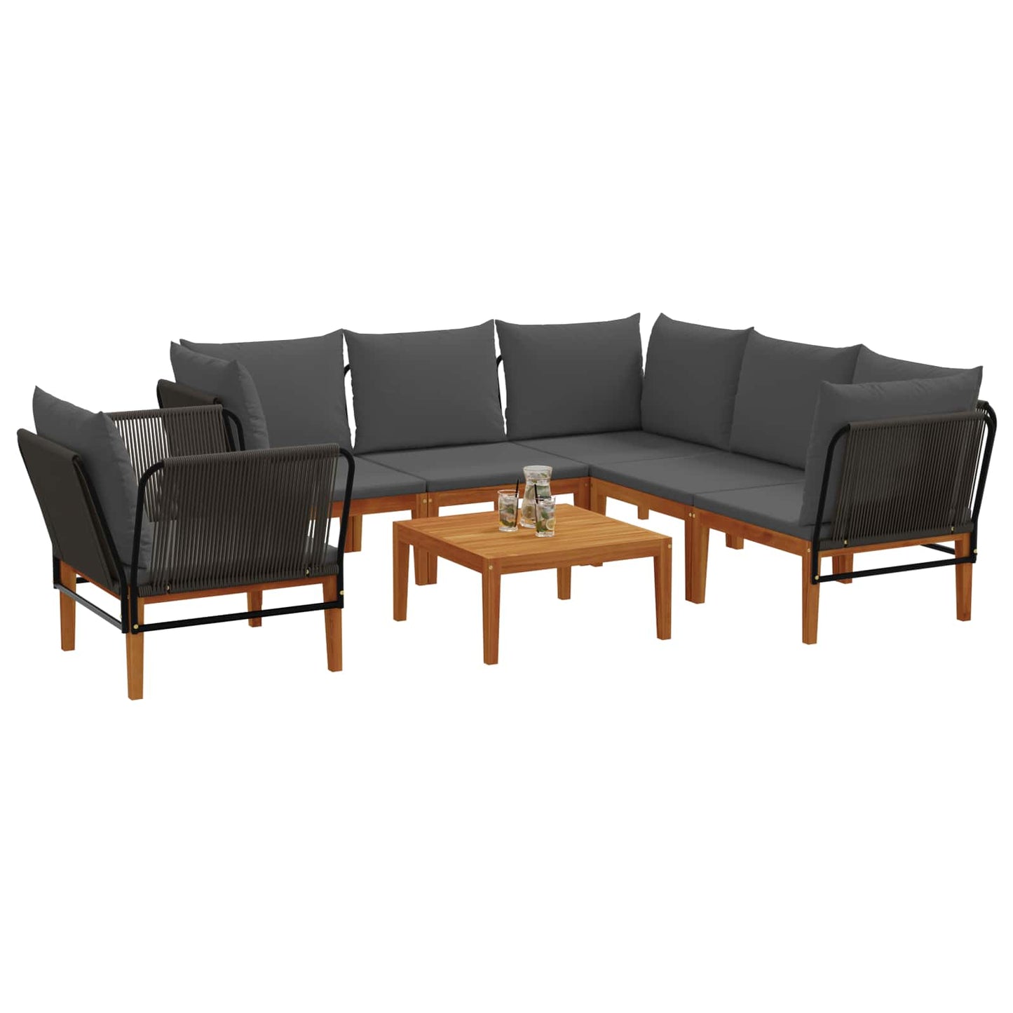 7 pcs Massief acaciahout & touw Naturel is nu te koop bij PeponiXL, paradijselijk wonen!