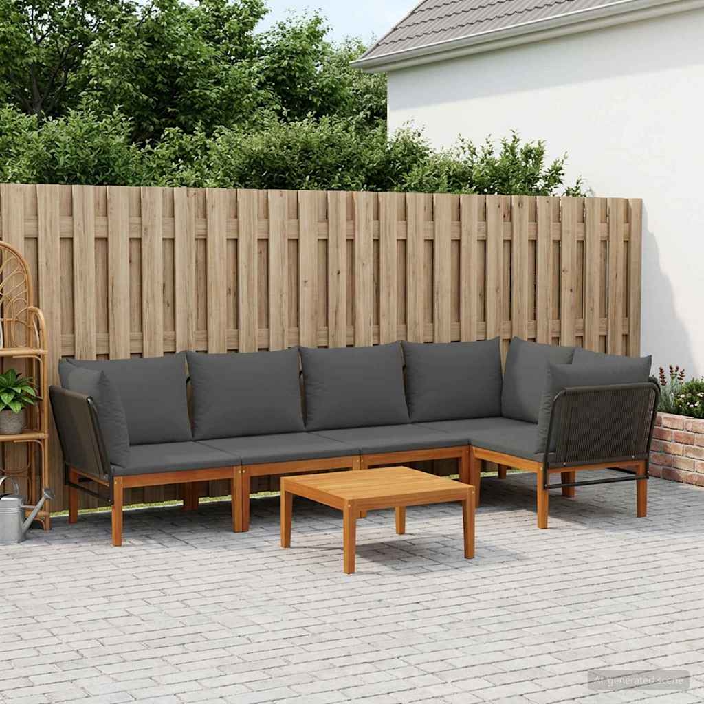 6 pcs Massief acaciahout & touw Naturel is nu te koop bij PeponiXL, paradijselijk wonen!