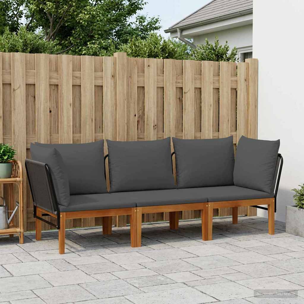 3 pcs Massief acaciahout & touw Naturel