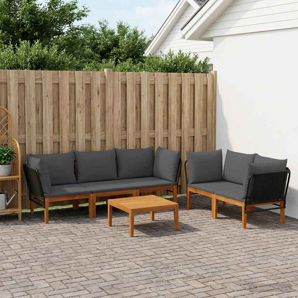 6 pcs Massief acaciahout & touw Naturel is nu te koop bij PeponiXL, paradijselijk wonen!