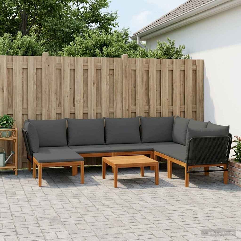 8 pcs Massief acaciahout & touw Naturel
