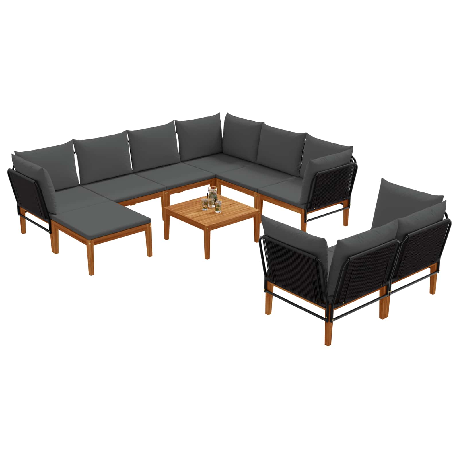 10 pcs Massief acaciahout & touw Naturel is nu te koop bij PeponiXL, paradijselijk wonen!