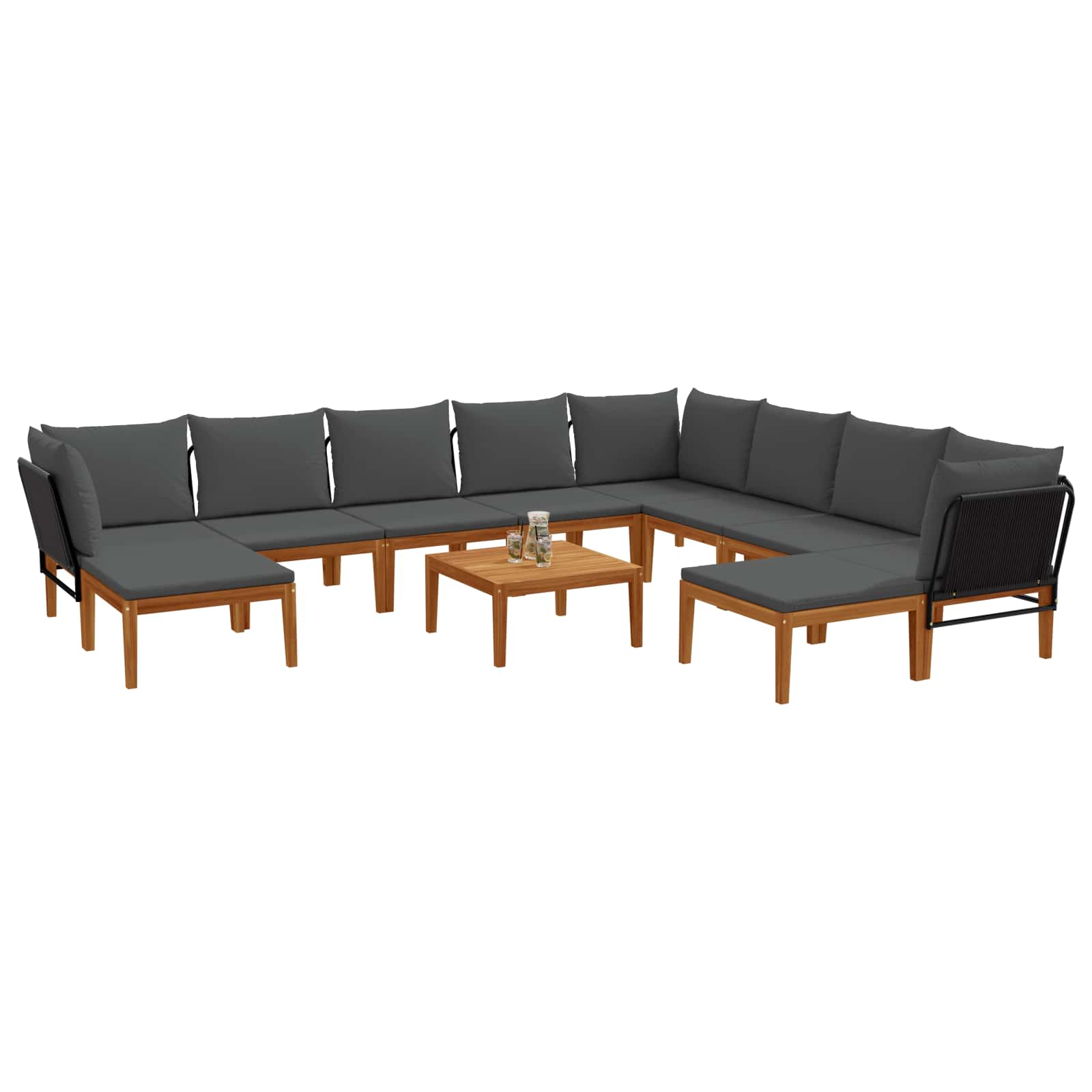 11 pcs Massief acaciahout & touw Naturel is nu te koop bij PeponiXL, paradijselijk wonen!