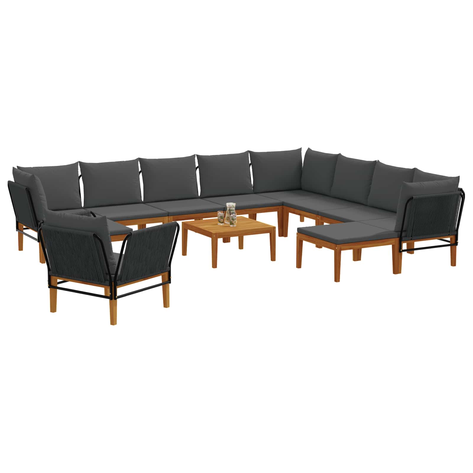 12 pcs Massief acaciahout & touw Naturel is nu te koop bij PeponiXL, paradijselijk wonen!