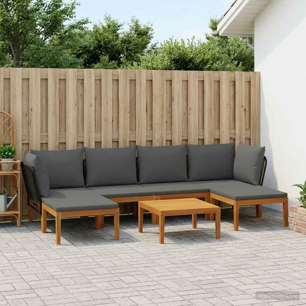 7 pcs Massief acaciahout & touw Naturel