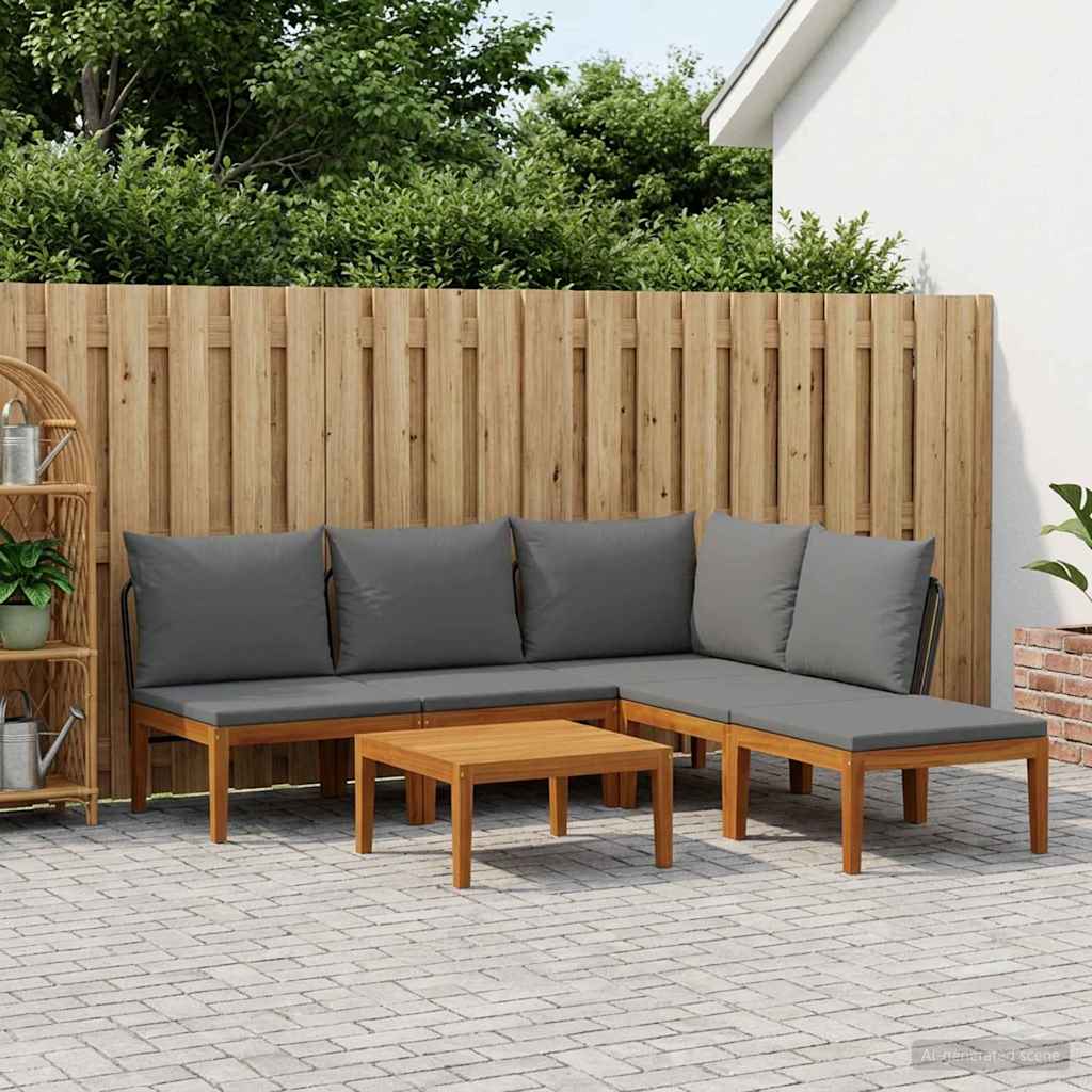 6 pcs Tuin loungeset Massief acaciahout & touw Naturel