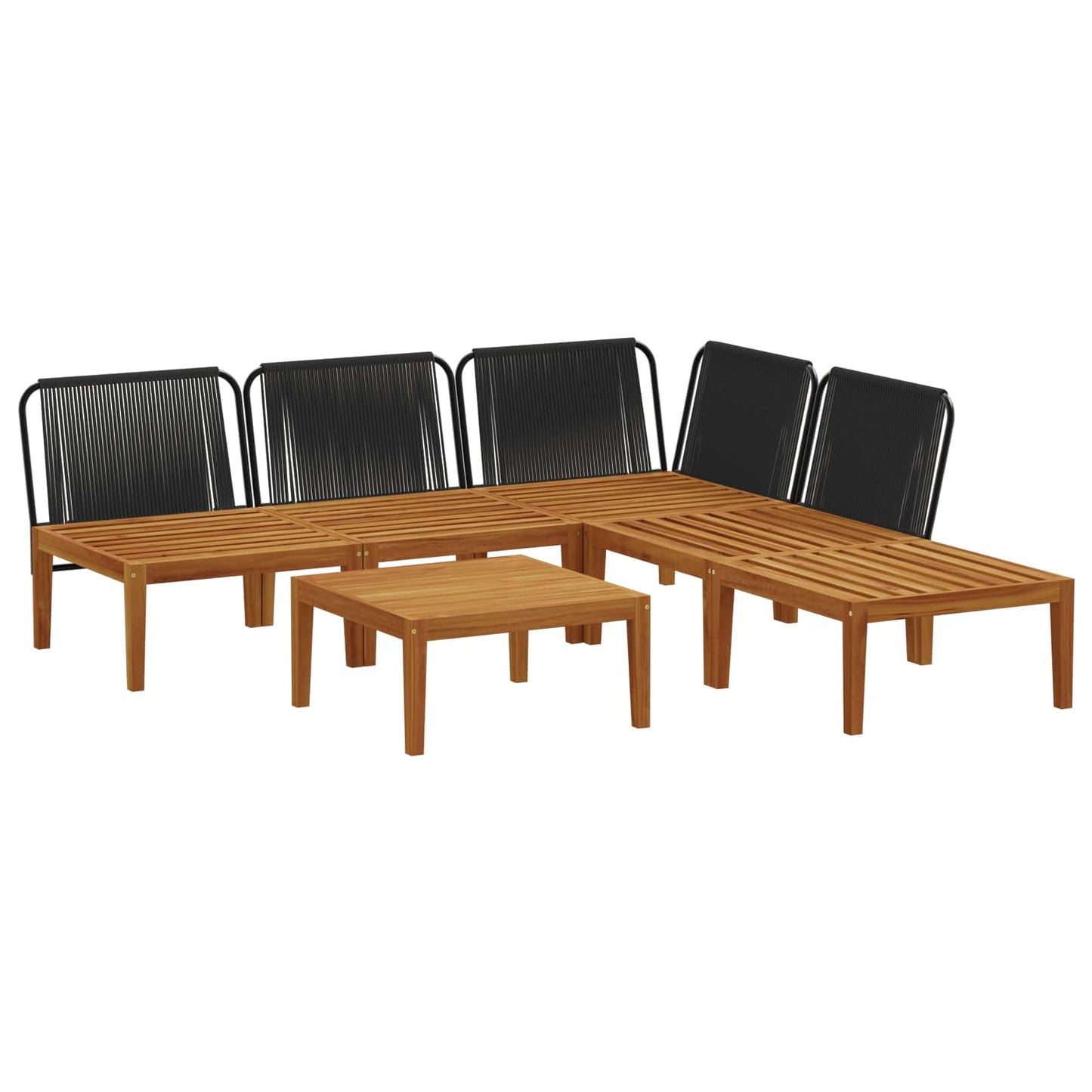 6 pcs Tuin loungeset Massief acaciahout & touw Naturel