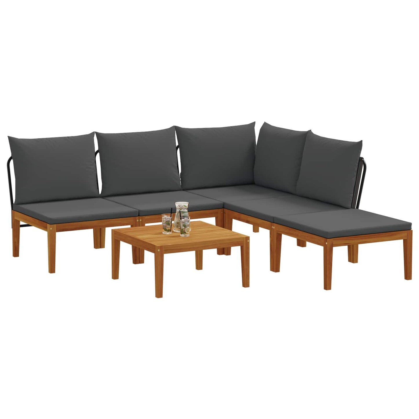 6 pcs Tuin loungeset Massief acaciahout & touw Naturel