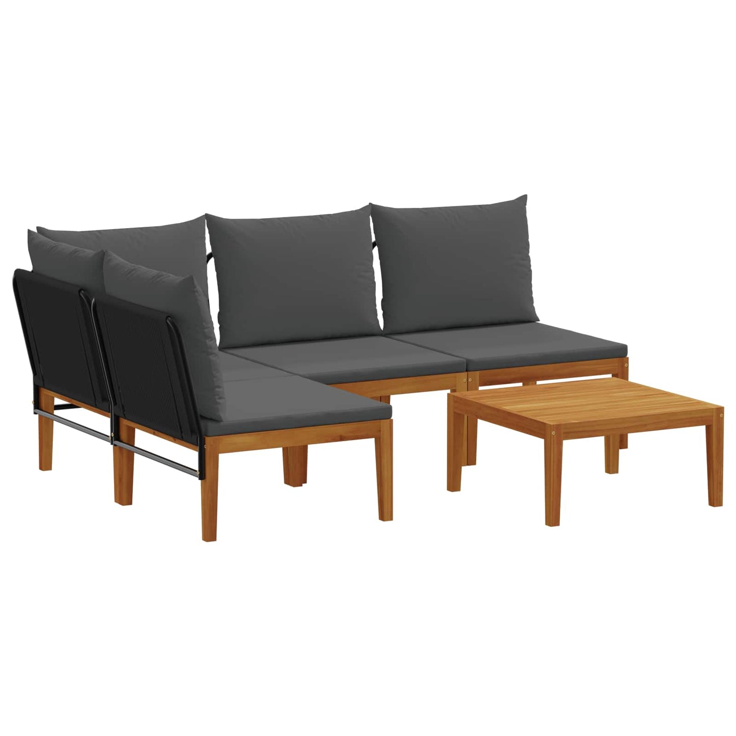 5 pcs Tuin loungeset Massief acaciahout & touw Naturel