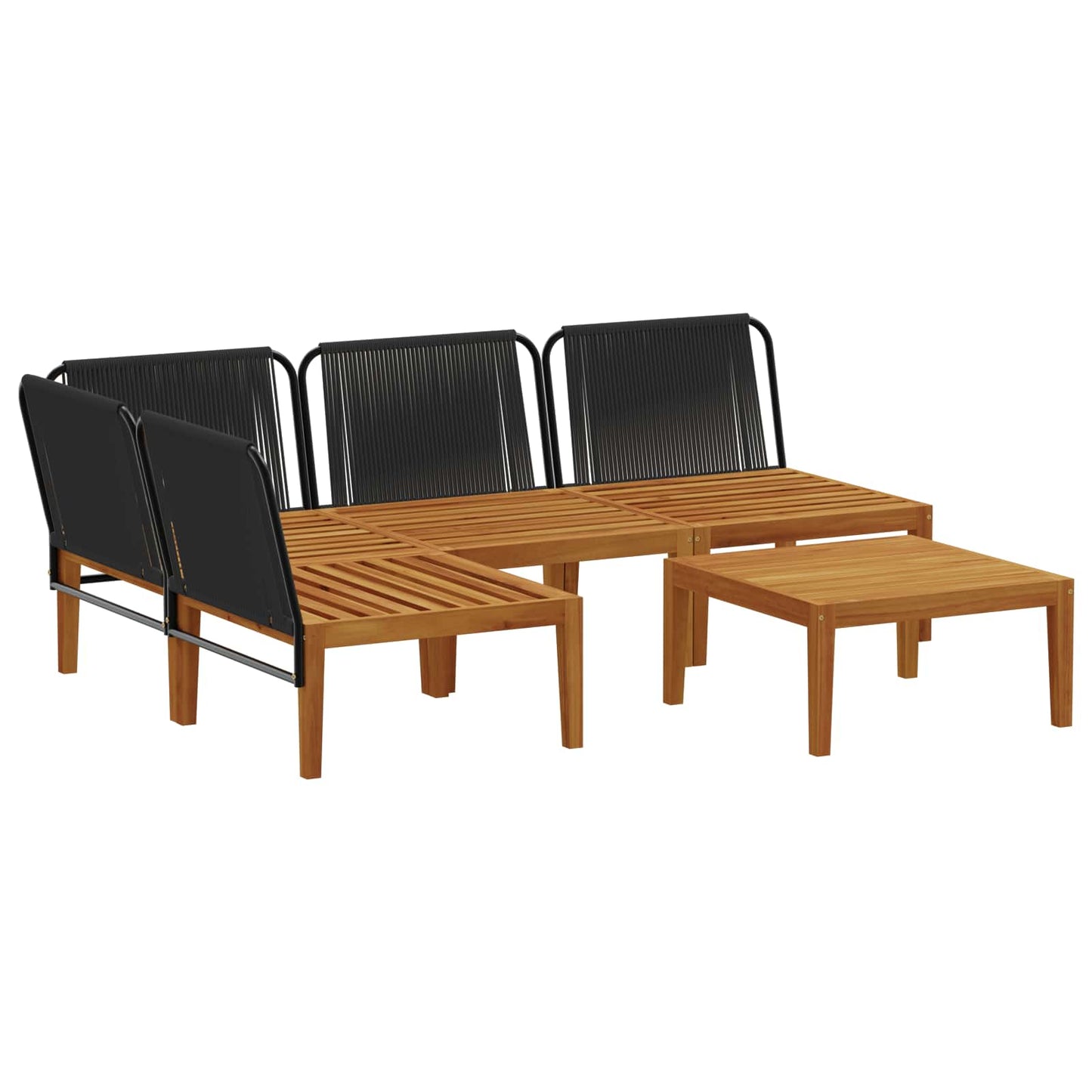 5 pcs Tuin loungeset Massief acaciahout & touw Naturel